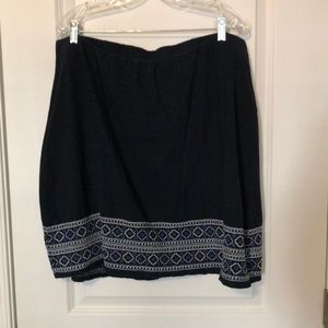 JJill navy cotton embroidered skirt
